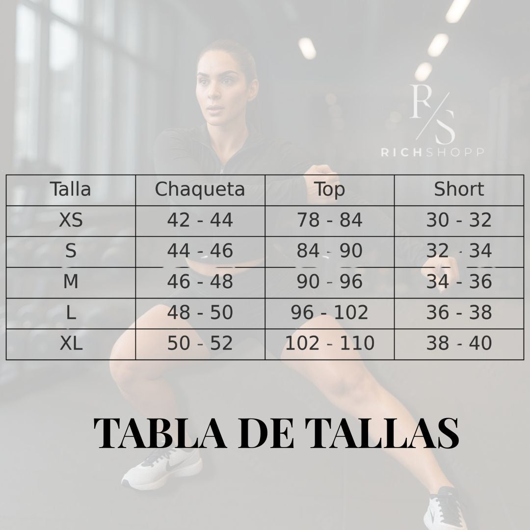 Set Fitness Mujer – Top, Chaqueta y Biker Short