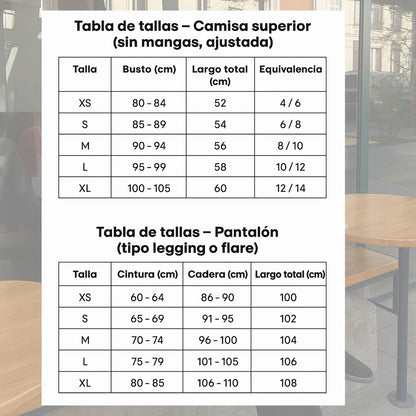 Conjunto textil en algodón, pensado para uso diario con estilo.
